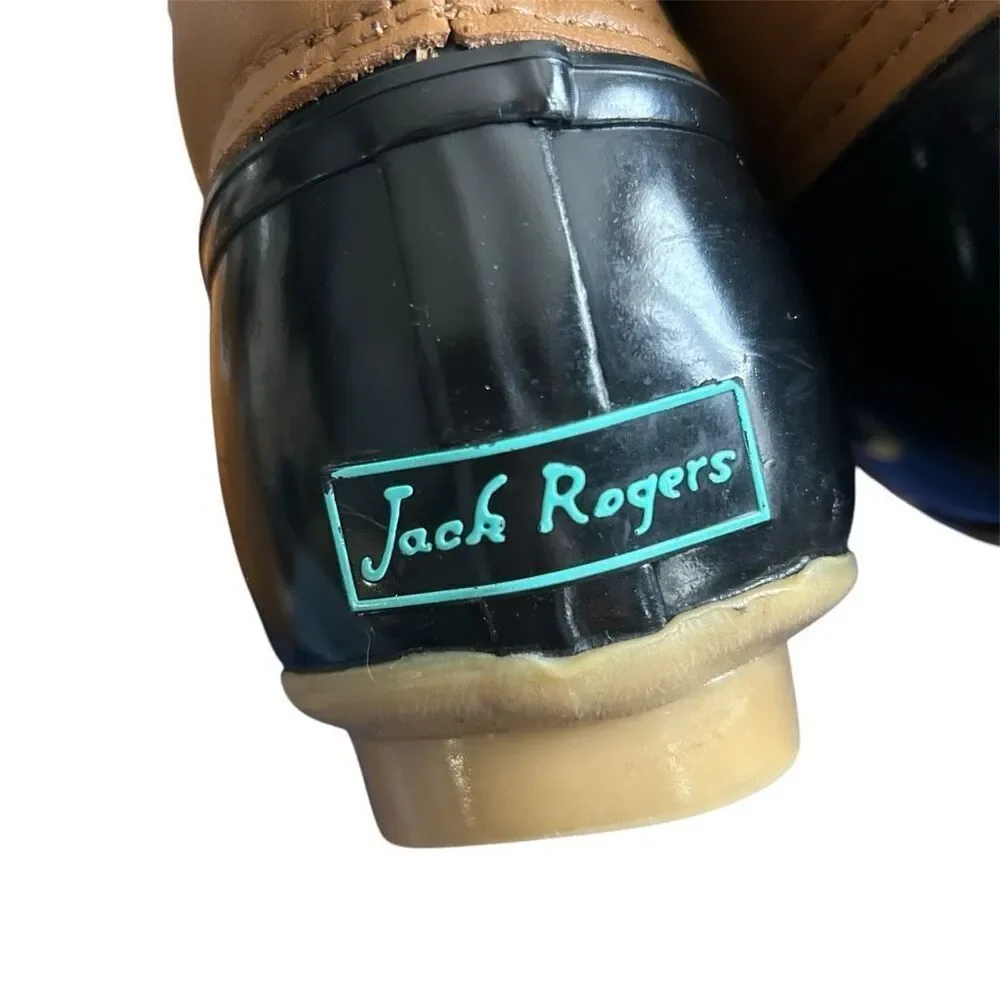 Jack Rogers Chloe Tan Black Leather Rain Duck Boots 9